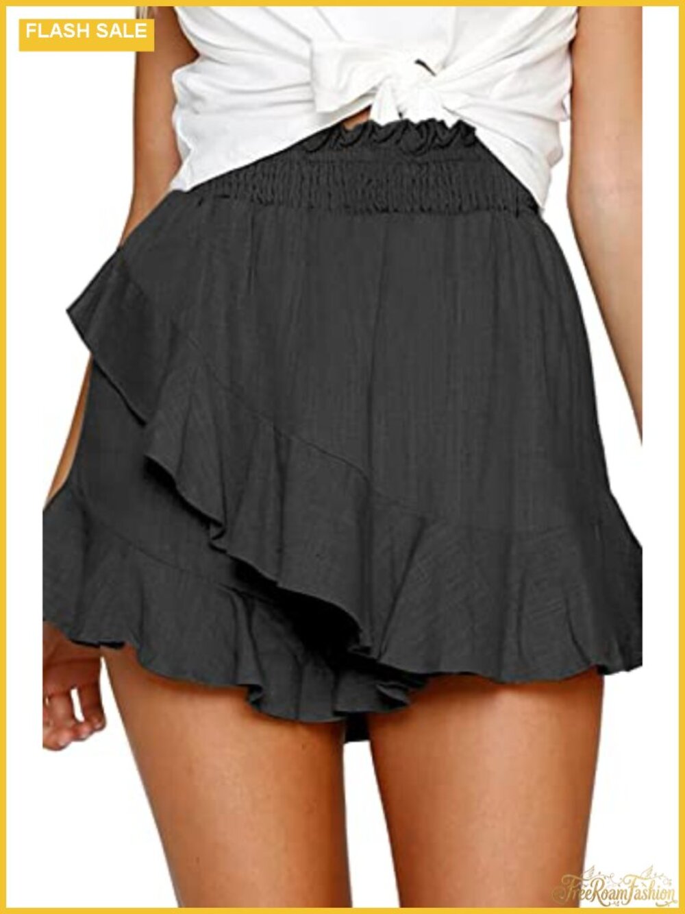Linen Cotton High Waisted Skort Wrap Mini Skirt Flowy Summer Beach Casual